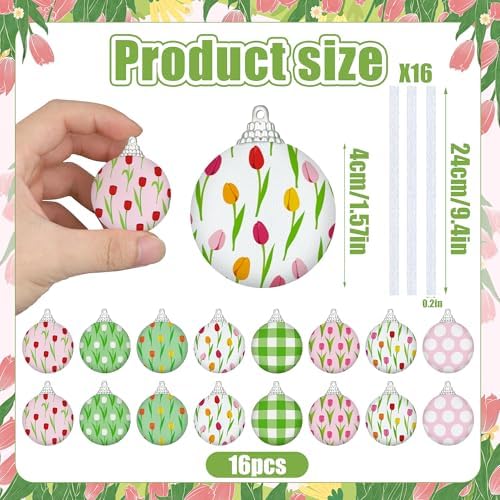 16PCS Spring Hanging Tulip Ornaments for Mini Trees