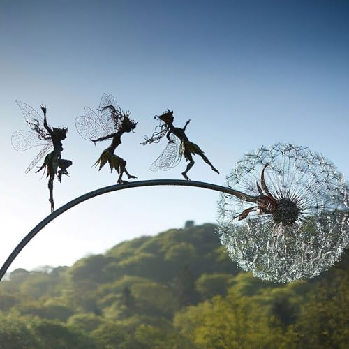 Dandelion Fairy Wind Sculpture Set of 4 Silver