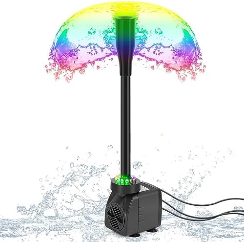 256GPH Submersible Pond Fountain Pump with LED Light
