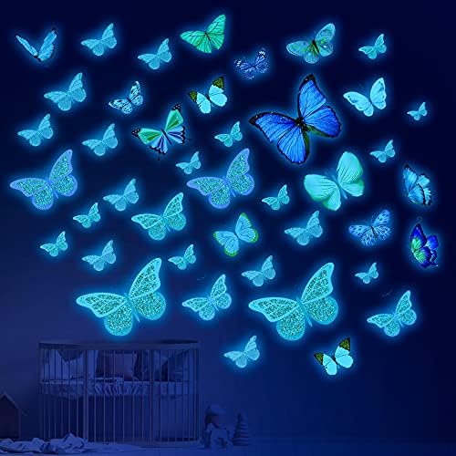 Glow Butterfly Wall Decor Stickers 58Pcs