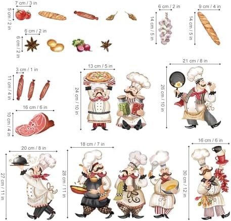Wondever Chef Kitchen Wall Decals for Fridge and Dining Room