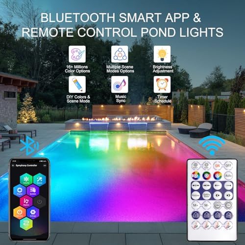 CREPOW RGB Underwater Pond Lights Set of 12