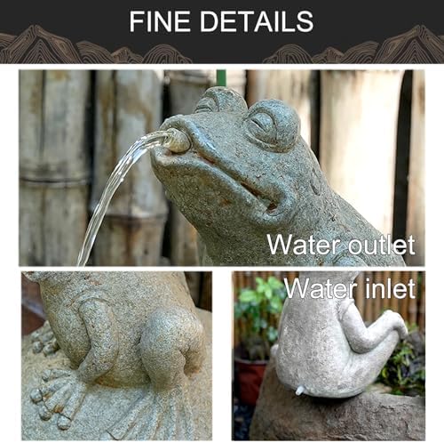 Pond Spitter Resin Frog Water Fountain Decor Gray