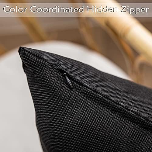 Home Brilliant Waterproof Linen Throw Pillow Covers Set of 4 Black