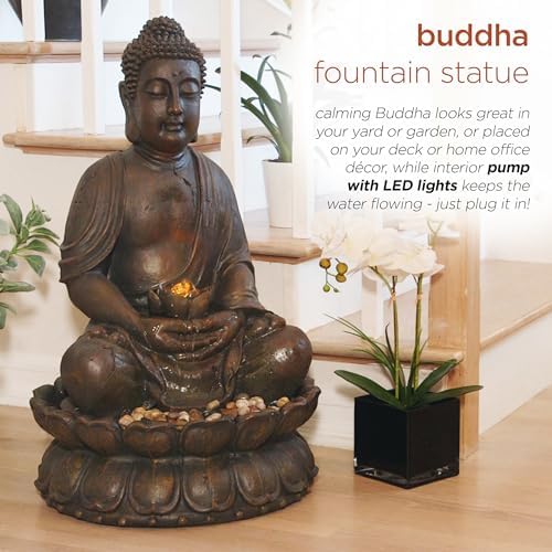 Alpine Corporation GEM122 33 Inch Bronze Buddha Fountain Statue