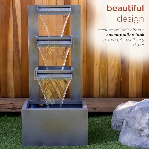 Alpine Corporation CPS182 Gray Multitiered Floor Fountain