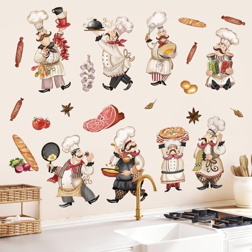 Wondever Chef Kitchen Wall Decals for Fridge and Dining Room
