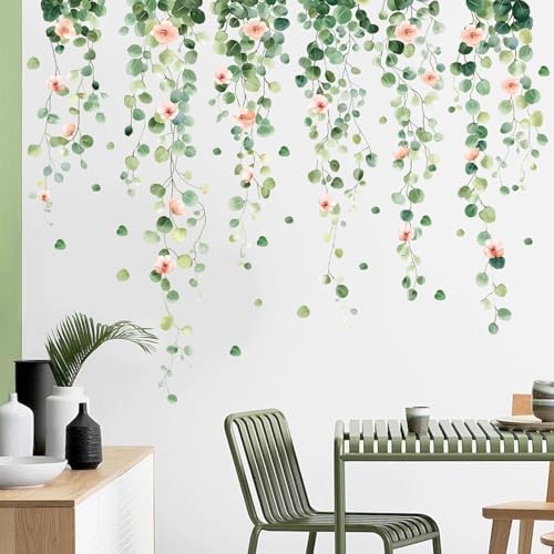 SHUCHING Green Hanging Vine Wall Sticker Peel and Stick
