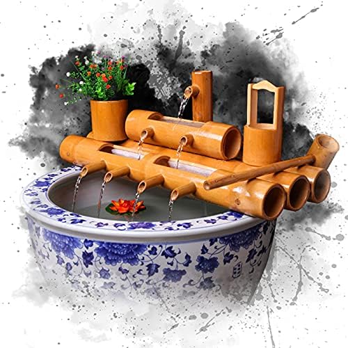 Solar Powered Bamboo Fountain for Garden Decor