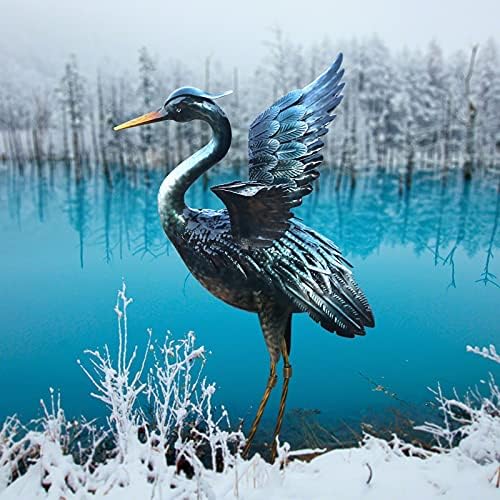 Chisheen Crane Garden Statue Metal Heron Outdoor Decor
