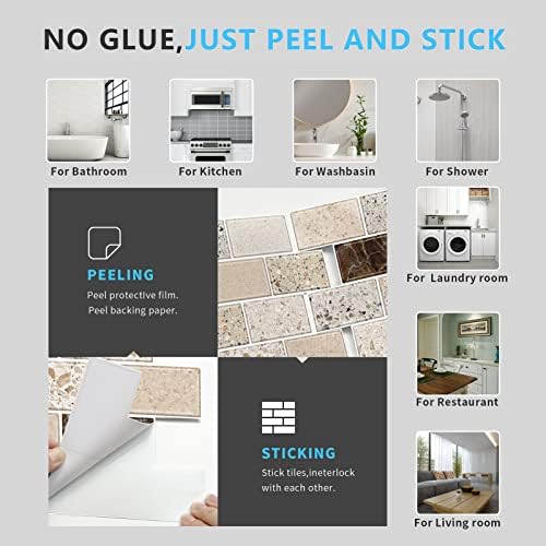 URCOLOR 12x12 Inch Backsplash Tiles 10 Sheets Kitchen Bathroom