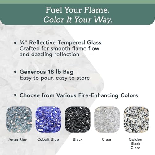 Premium Fire Glass for Fire Pit - Aqua Blue 05 Inch 18 Lbs