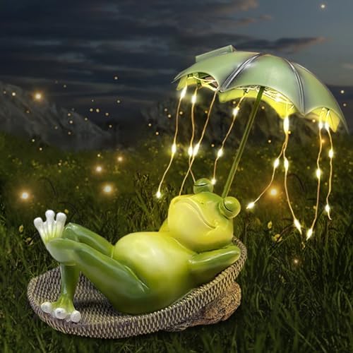 Solar Frog Garden Statue Outdoor Decor