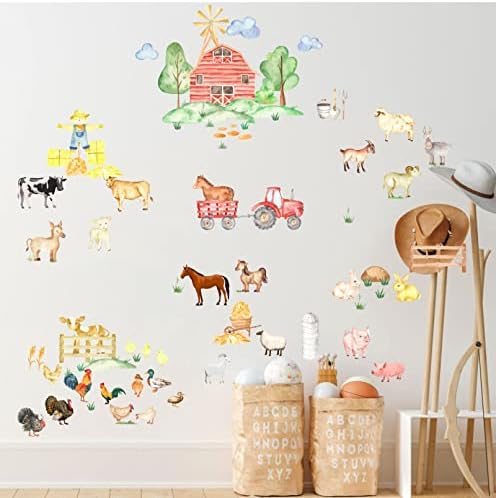 Barri Design Watercolor Farm Animal Wall Decals