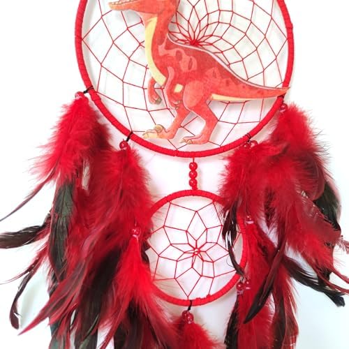 Red Large Dinosaur Dream Catcher Wall Decor