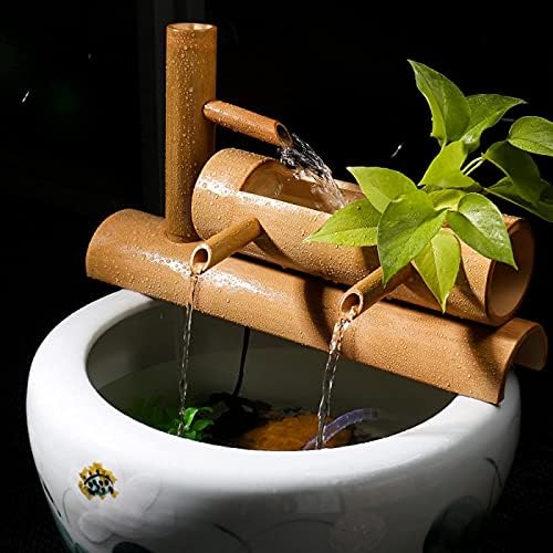 Yellow 35cm Hand-Made Bamboo Fountain Pump for Zen Garden