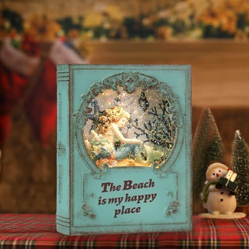 Mermaid Snow Globe Decor with LED Light and Timer