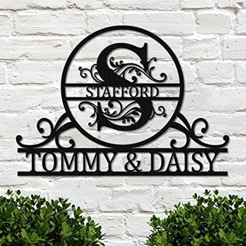 Custom Metal Sign - Personalized Last Name Monogram Wall Decor