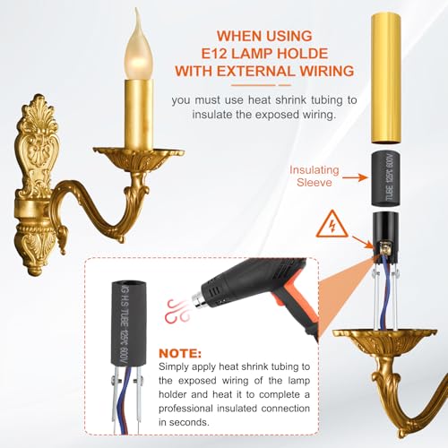 PATIKIL 6 Inch Tall Candle Cover Sleeves 10Pcs Metal E12 Socket Holder