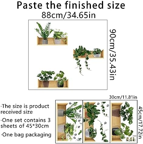 Green Plant Wall Decals 3D Bonsai Tropical Wall Art Decor