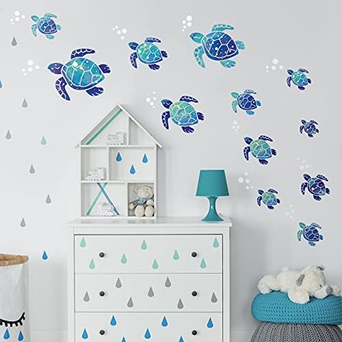 Zonon Sea Turtle Wall Decals Waterproof 24pcs Blue