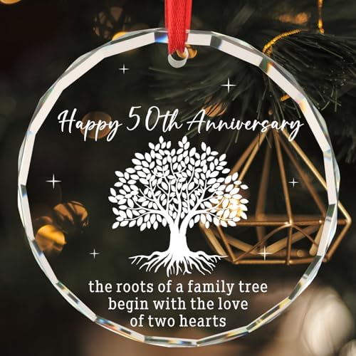 50th Anniversary Glass Ornament for Couple Wedding Decor