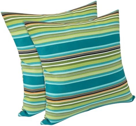 FUNHOME Outdoor Throw Pillows with Insert Set of 2 Green Stripe