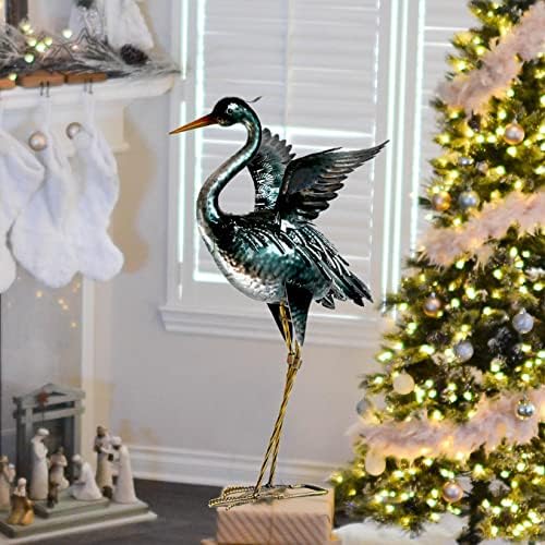 Chisheen Crane Garden Statue Metal Heron Outdoor Decor