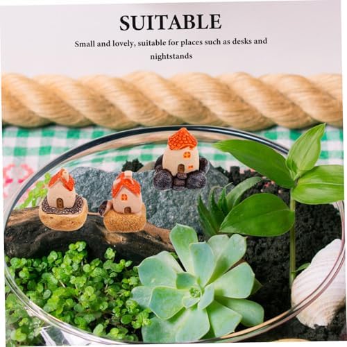 3pcs Resin Fairy House Miniature Statues for Garden Decor