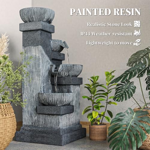 Outsunny 335 Inch Tall Freestanding Water Fountain with LED Lights