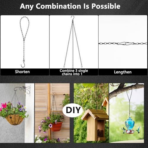 26 Inch Hanging Chain with Hooks 8 Pack Black