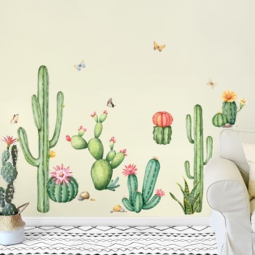 Tanlaby Cactus Wall Decals Green Plants Peel and Stick Decor