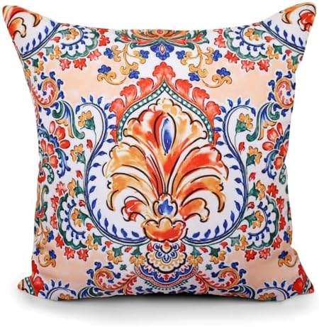 Indoor Outdoor White Pink Throw Pillow with Insert