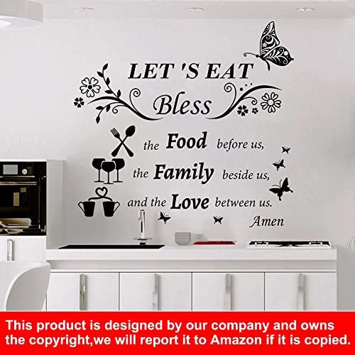 Dining Wall Decals with Positive Kitchen Quotes and Patterns