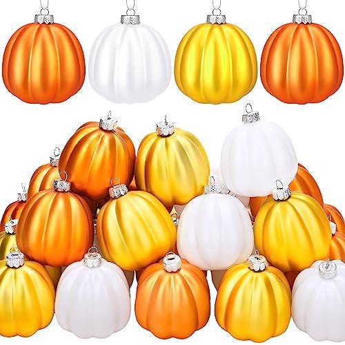 Tigeen 24 Pcs Fall Pumpkin Hanging Tree Ornaments