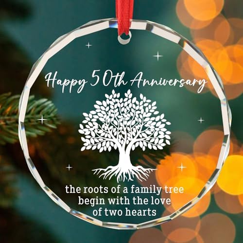 50th Anniversary Glass Ornament for Couple Wedding Decor