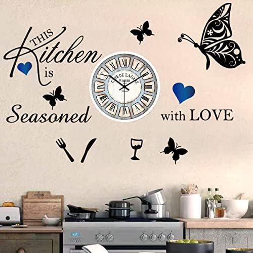 Kitchen Wall Decal with Vase Flower Butterfly Quote Design
