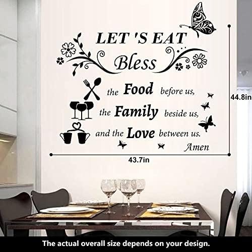 Dining Wall Decals with Positive Kitchen Quotes and Patterns