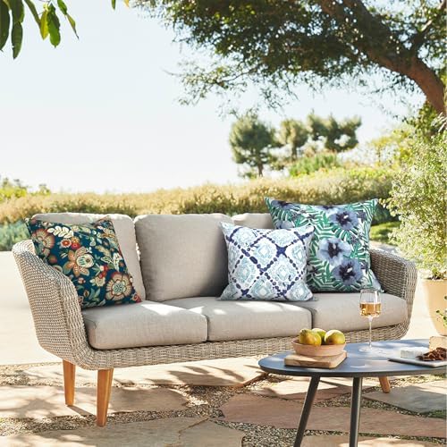 Melody Elephant Outdoor Throw Pillows 16x16 Inch Set of 2 Peacock Blue