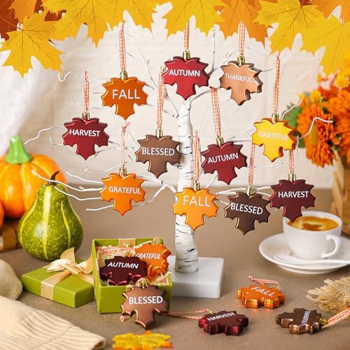 24 Piece Thanksgiving Maple Leaf Hanging Ornament Set