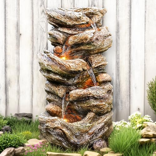 32 Inch 5-Tiers Water Fountain with LED Lights