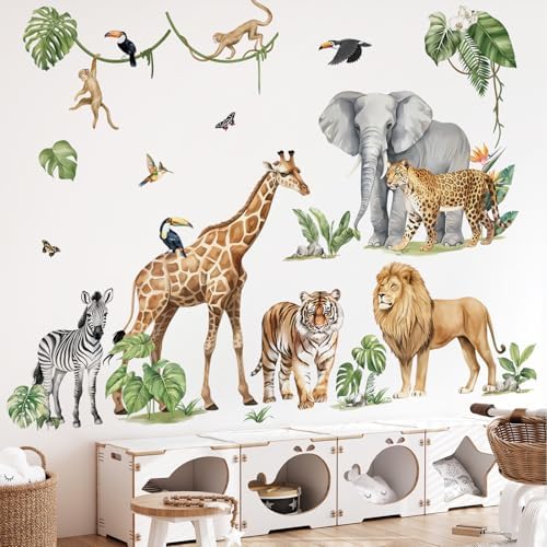 Decalmile XXL Safari Animals Wall Stickers