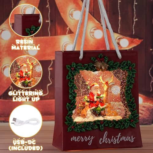 Santa Snow Globe Lantern with Music and Glitter