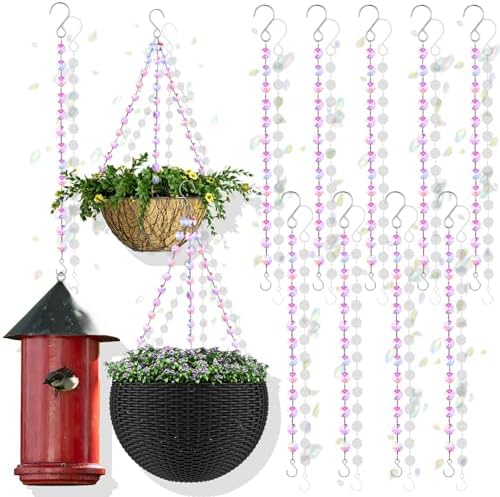 9 Pack 12 Inch Crystal Suncatcher Plant Hanger with Hooks