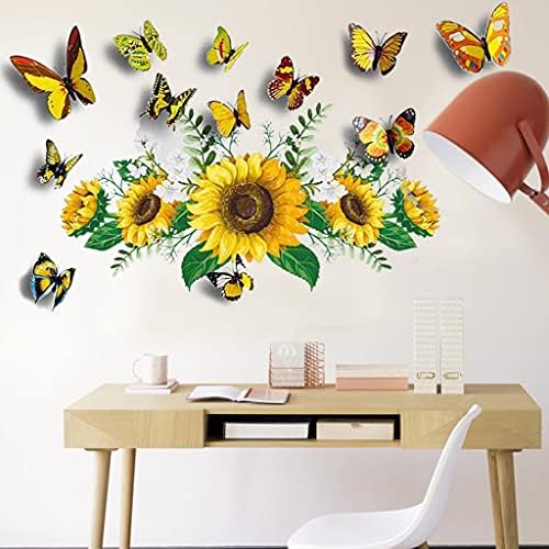 SPRT 3D Sunflower Wall Sticker Set with Butterfly Decals