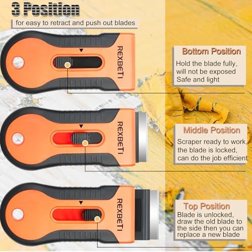 REXBETI Razor Blade Scraper Tool 8 Pack with 240Pcs Blades