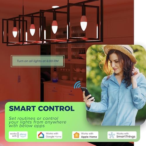Matter Candelabra Smart Bulbs 60W Equivalent 4PCS