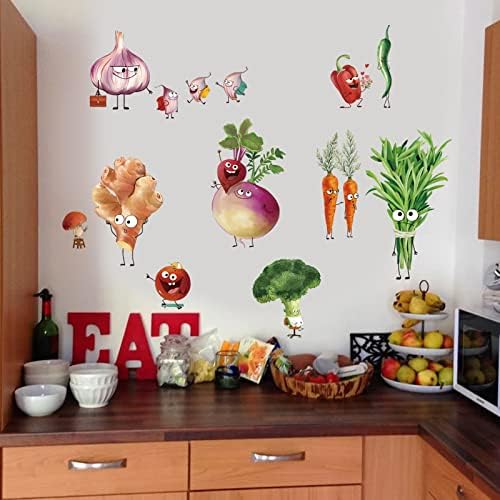 Wondever Kitchen Wall Decals Cartoon Vegetables Peel and Stick Art