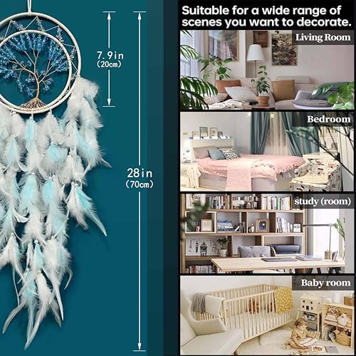 Handmade Blue Dream Catcher for Bedroom Adult Wall Decor