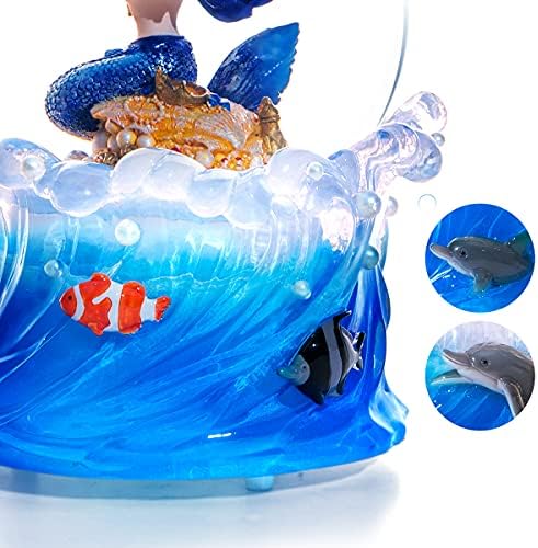 Mermaid Snow Globe Music Box with Light and Sound